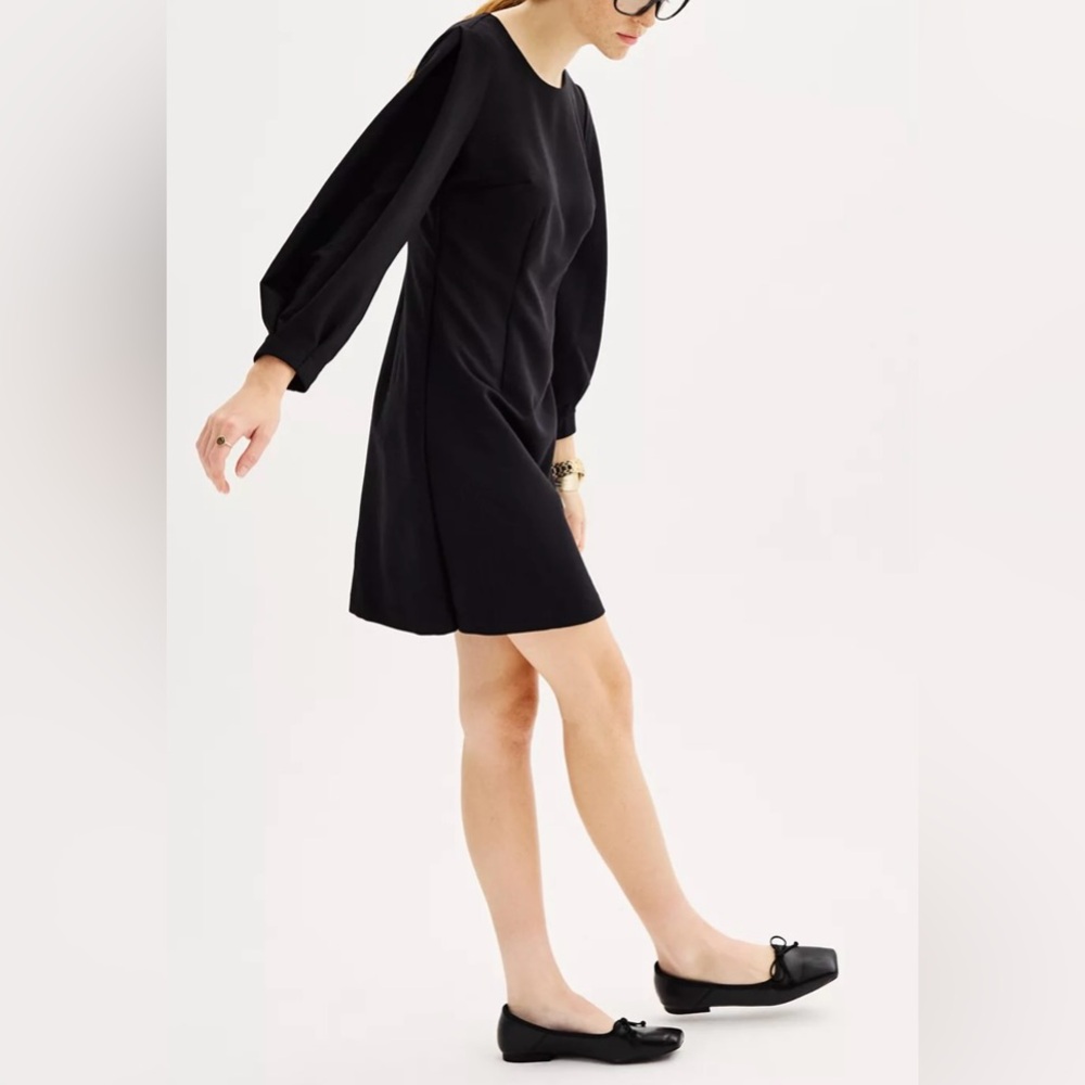 Nine West Black Long Sleeve Shift Dress size Medium NWT MSRP $50